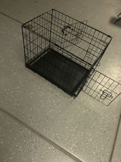 Foldable Metal Wire Dog Crate with Tray, Double Door, Divider, 24 x 18 x 20 in, Black