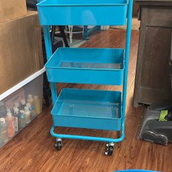 Turquoise Rolling Cart Moving Sale 