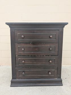 Black Wood 4-Drawer Dresser Chest