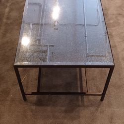 Long Metal Base Mirror Top Couch Table