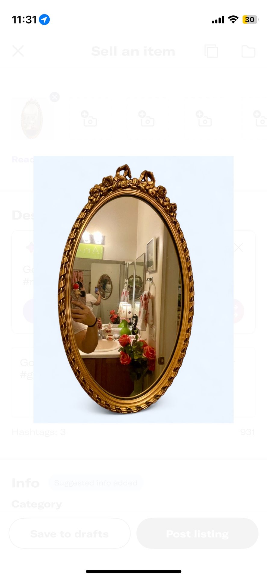 Vintage Bow Vanity Mirror 