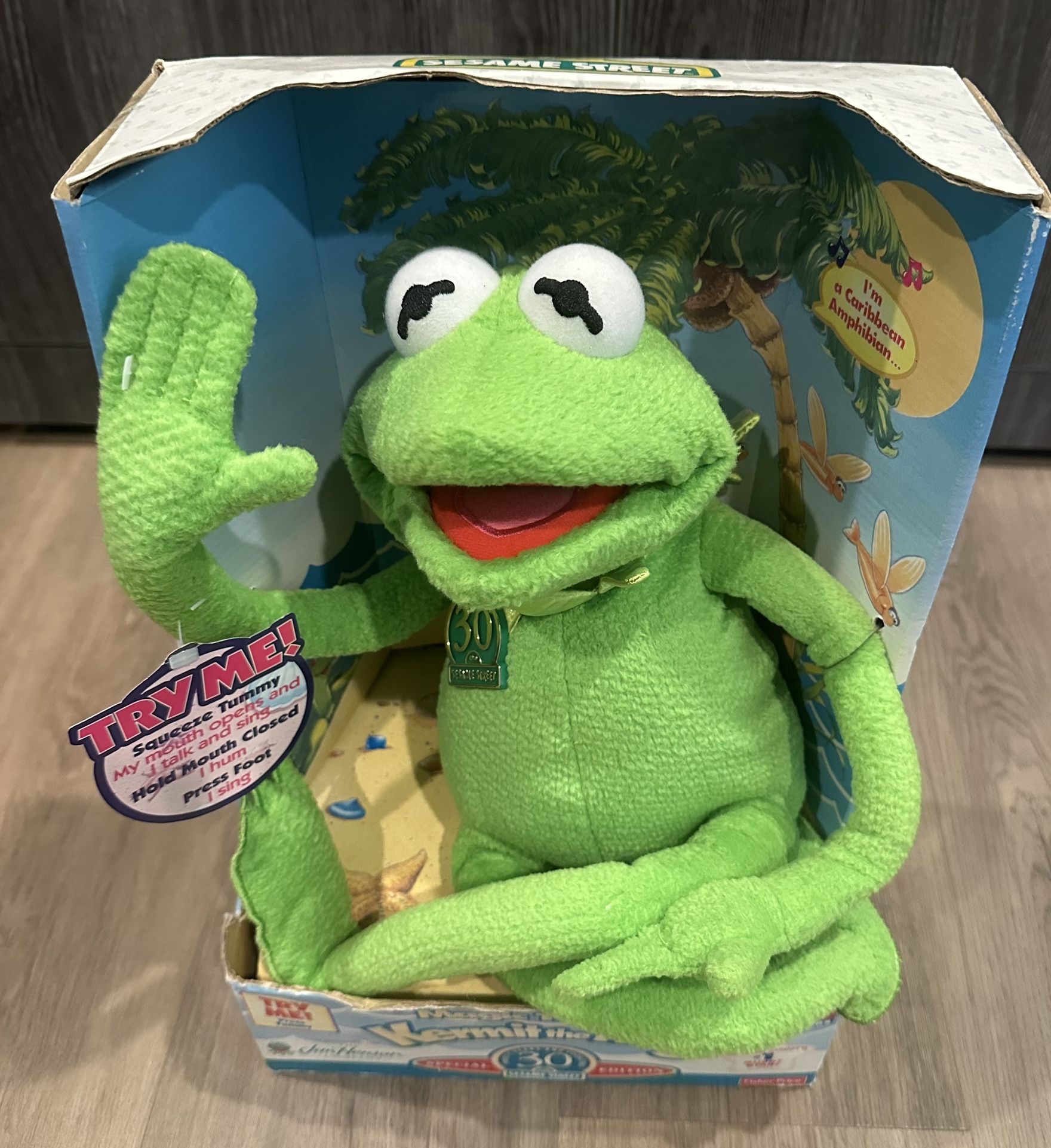 Vintage 1999 Magic Talking Kermit The Frog Sesame Street 30th Anniversary New In Box