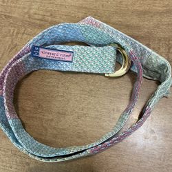 Vineyard vines Classic Whale Patchwork D-Ring women’s Belt-Medium -fair