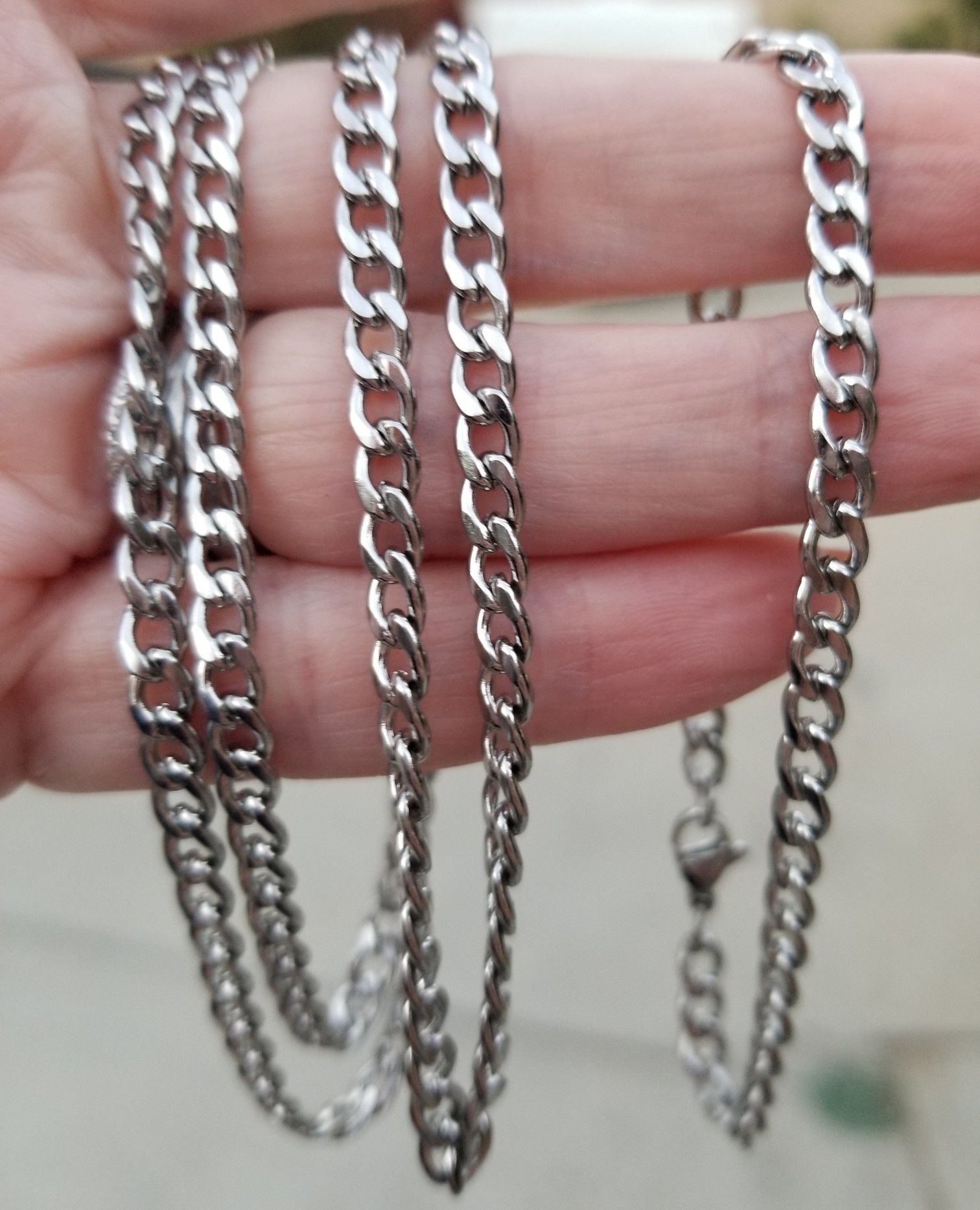 Cuban link chain and bracelet set