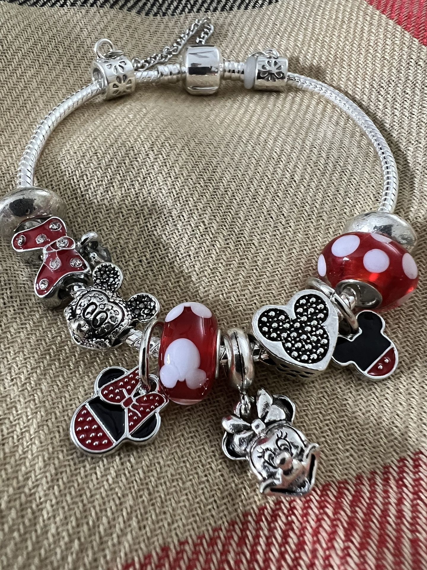 Mickey & Minnie Mouse Love Charm Bracelet with charm lock