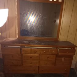 Heavy Wooden Dresser With Lots Of Drawers 