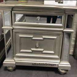 Silver Mirrored Nightstand Brand New In Box 
