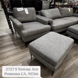 Evella Fabric Chair And Ottoman 