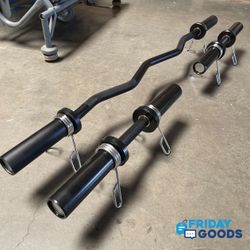 Brand New Curl Bar Barbell + Dumbbell Loadable Handles Olympic  Home Gym Equipment 