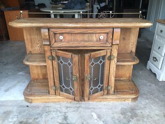 Vintage/antique minibar with stained glass doors