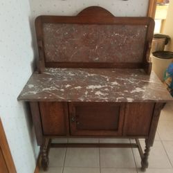 Antique Wash Stand With Removable Marble Top