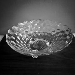 Vintage 10" Round Clear Glass 3 Footed Serving Bowl