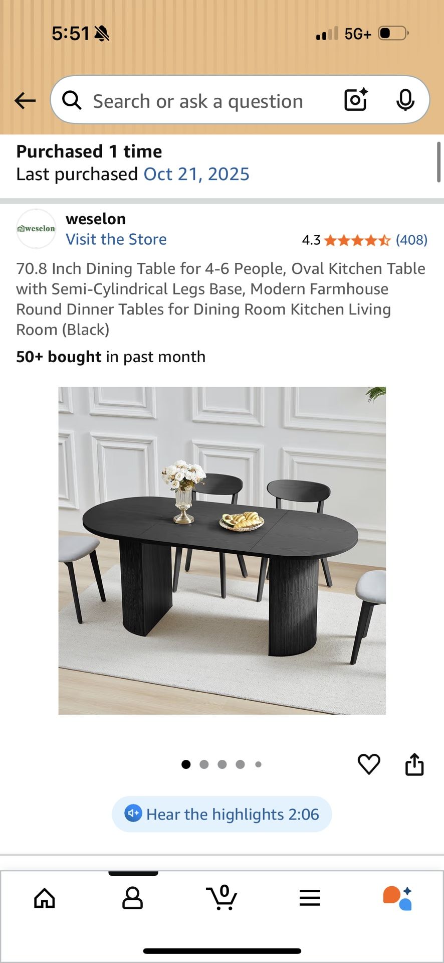 New Unused Black table