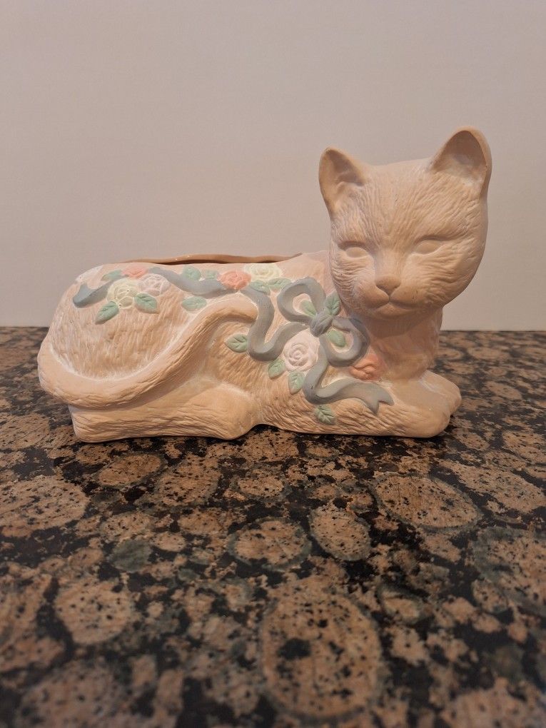 Vintage CBK LTD Clay Cat Planter