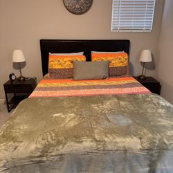 Queen Bed Frame With Side Tables 