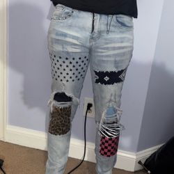 Amiri Replica Indigo Blue Patch Jeans 