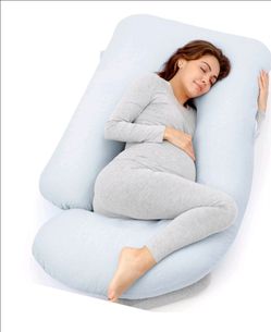 Momcozy pregnancy pillow blue full body