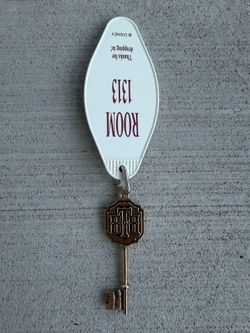 Vintage Disney Hollywood Tower Hotel Room 1313 Keychain With Metal Key Tower of Terror