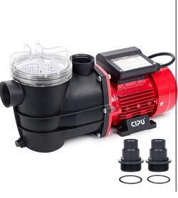 1/3 HP Pool Pump with Filter Basket, 2400 GPH, 2 Adapters, 115V Self-priming 2400 GPH pool pump includes a filter basket and hose adapters for sand fi