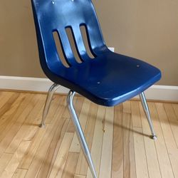Blue Plastic Chair with Metal Legs