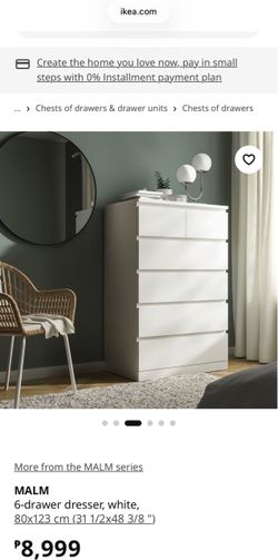 NEW IKEA- MALM 6-drawer dresser, white, 80x123 cm (31 1/2x48 3/8 ")