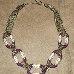 Vintage Beautiful Choker Purple Rhinestone Necklace 
