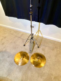 In Upland 91784. Drum hihat cymbals Sabian B8pro 14” drum hihat cymbals no cracks Tama hihat stand $125 cash 2401 n Euclid ave Upland 91784