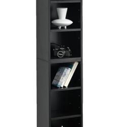 Bookshelf, 8-Tier Bookcase Cube Storage Organizer, Corner Bookshelf DVD Storage Shelves Media Tower Rack, Tall Bookcase with Adjustable Shelves, Wood 