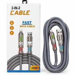 Gray 2-in-2 Charging and Data Cable