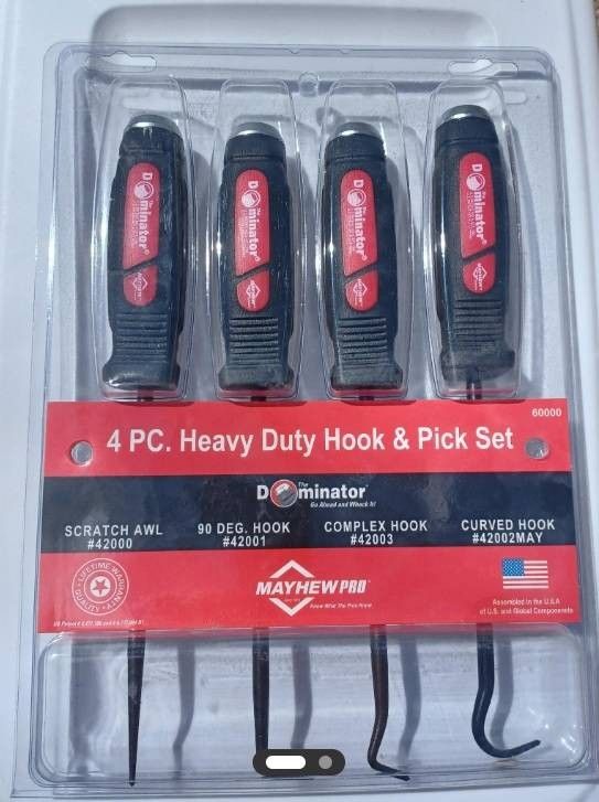Mayhew pro. DOMINATOR. 4 piece heavy duty hook & pick set