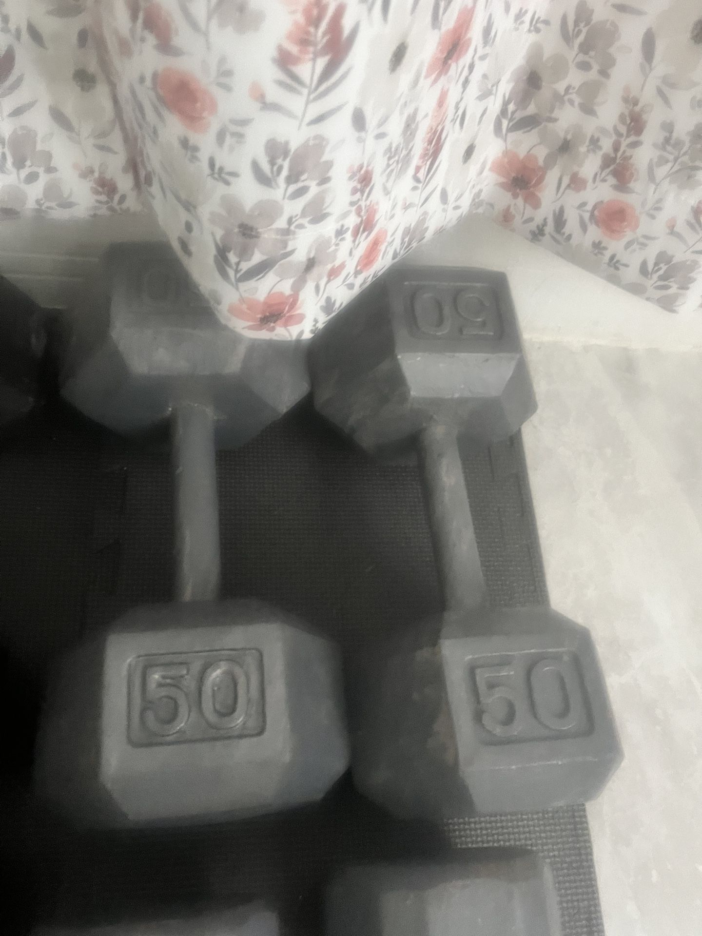Pair Of 50lb Steel Hex Dumbbells Total100lb
