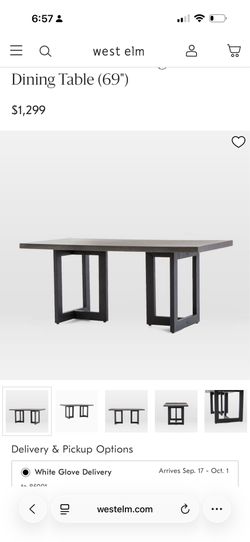 West Elm dining room table and chairs.