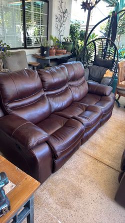 Recliner leather couch