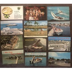 12 Vintage Florida Keys-Ft Lauderdale Unused Postcards GC NOS