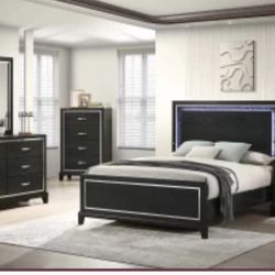 4- Pc Bedroom set Dresser,Mirror  Nightstand (1) Queen size bed frame  Not including Mattress and Box Sp