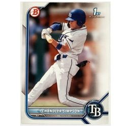 CHANDLER SIMPSON ROOKIE "1ST BOWMAN" 2022 BOWMAN DRAFT #BD-26, TAMPA BAY RAYS