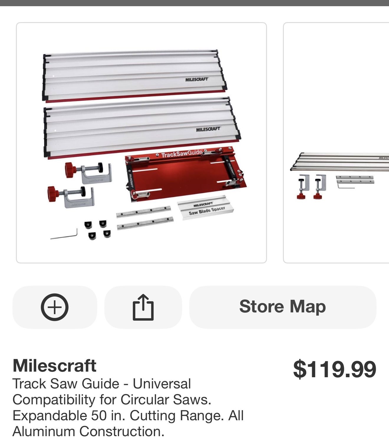 Milescraft Track Saw Guide - Universal Compatibility for Circular Saws. Expandable 50 in. Cutting Range. All Aluminum Construction.