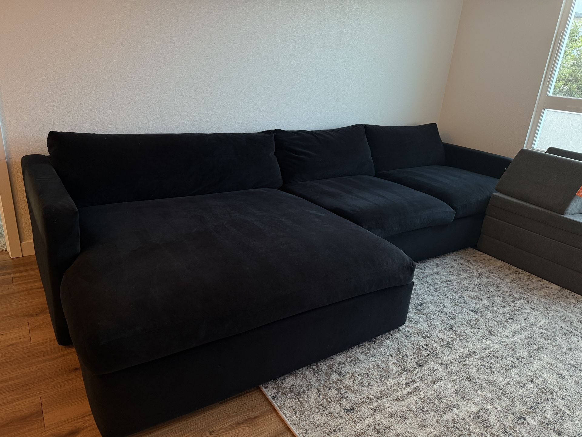Black Suede Sectional Couch