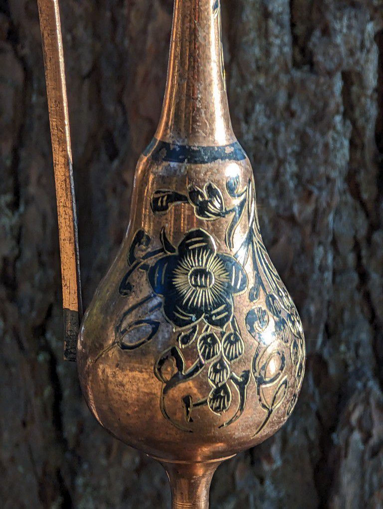 Vintage India Copper Handcrafted Inlay Rose Water Bottle Sprinkler