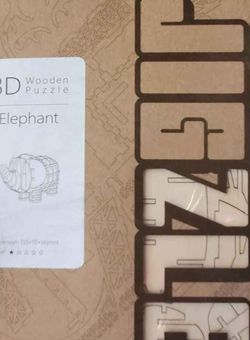 Jigzle 3D Wood Puzzle of Elephant Fun Level 1 Difficulty Unique Brand New