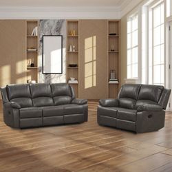 Grey Recliner Sofa & Recliner Loveseat 