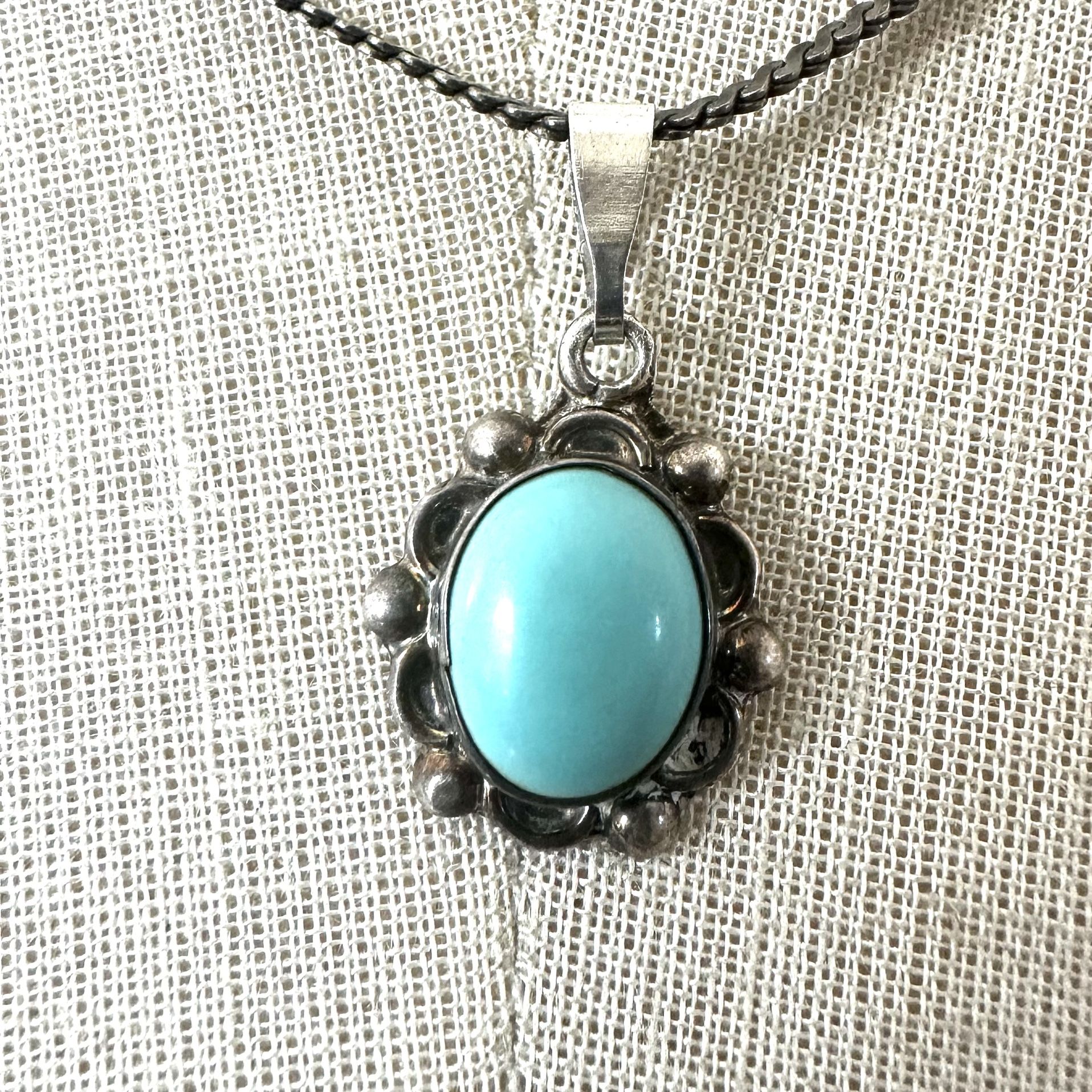 Sterling Silver Turquoise Pendant Necklace