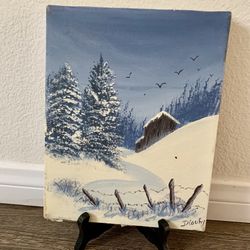 Vintage Painting Winter Landscape Signed Dloohy 8/10”