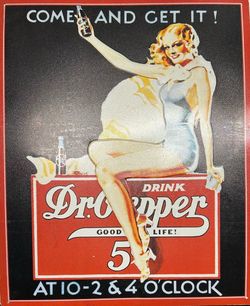 Dr Pepper Come and Get it! Tin Wall Sign 12 1/2” X 15 1/2”