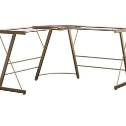 Glass Gold Computer Table 