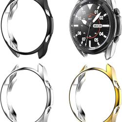 4 Pk Case for Samsung Galaxy Watch 3 41mm, Black+Clear+Silver+Gold
