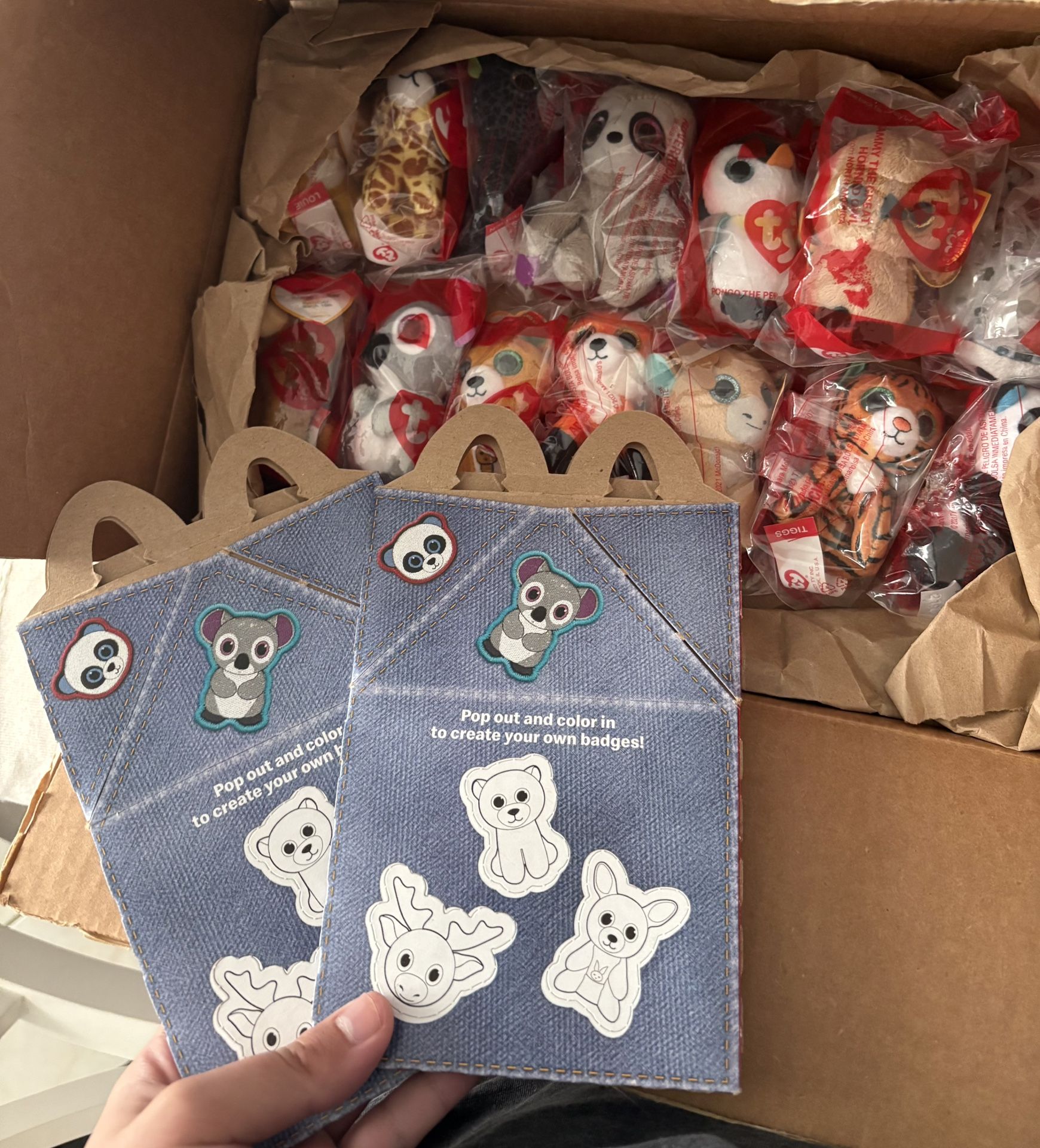 TY beanie babies 2021 happy meal toys looking for $100 for the full set in packaging with tags and everything have been preserved for five years and h