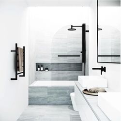 Replace your shower curtain - frameless glass tub door, fits standard 60" tub