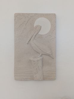 Stone Wall Art , Stucco Pelican Wall Art , Beach Decord