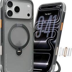 TORRAS Ostand Q3 Air for iPhone 17 Pro/17 Pro Max Case with Stronger Magnetic Stand, Fit for Magsafe, Airbags Miltary Protection, Shadow Black